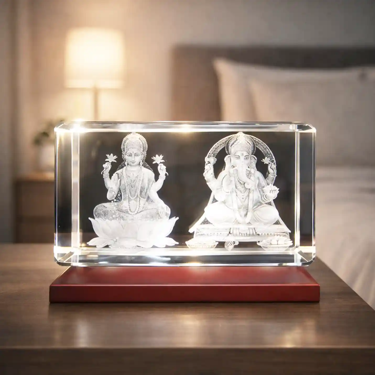 Laxmi Ganesh 3D Crystal