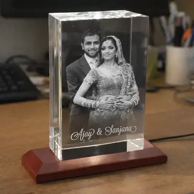 Jumbo Anniversary 3D Laser Engraved Crystal