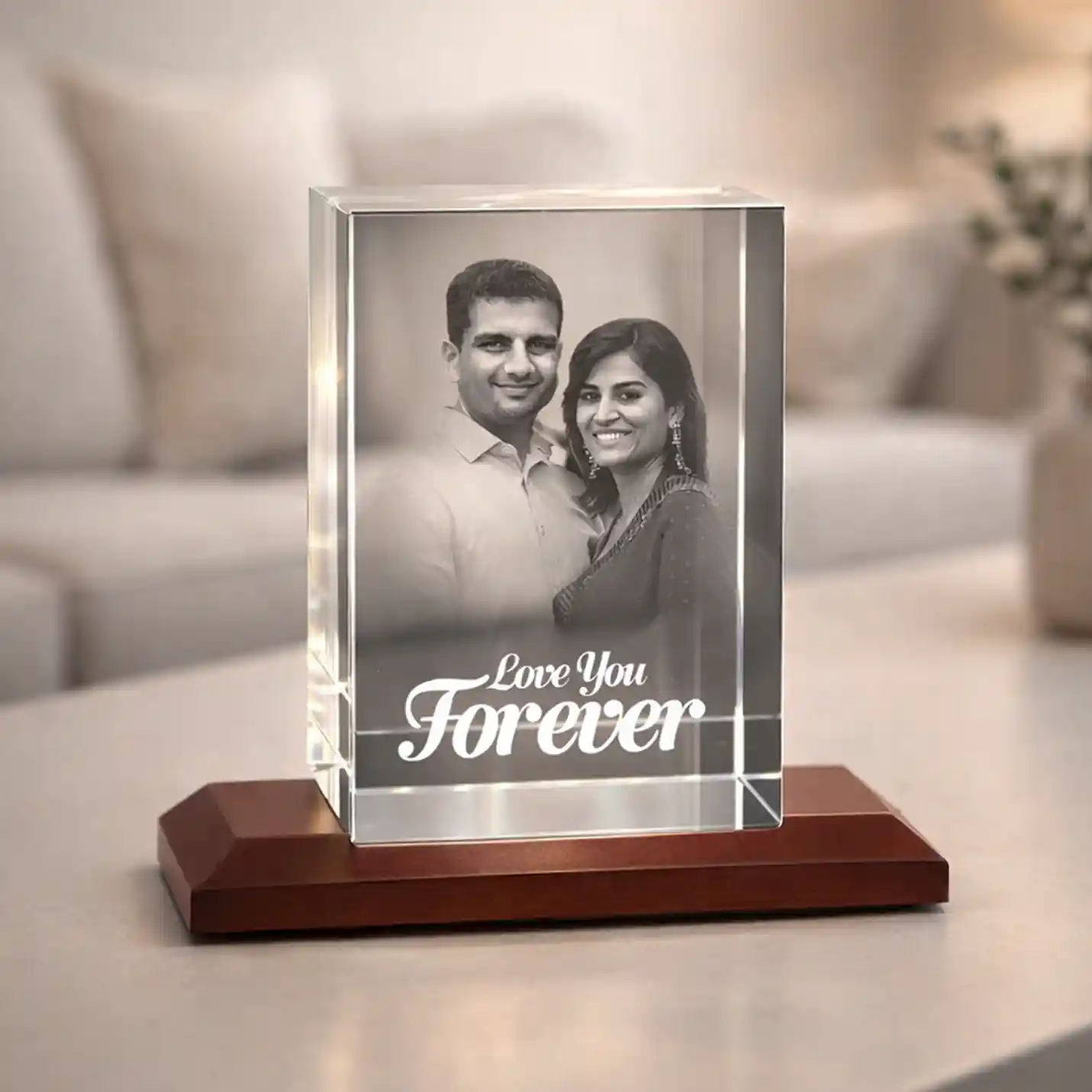3D Laser Engraved Crystal For Couple
