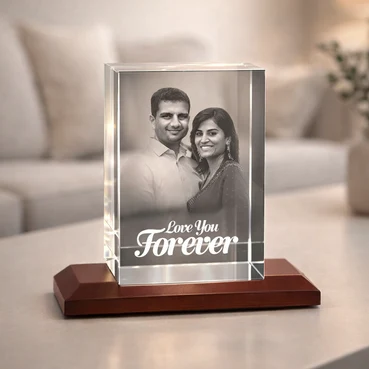 3D Laser Engraved Crystal For Couple