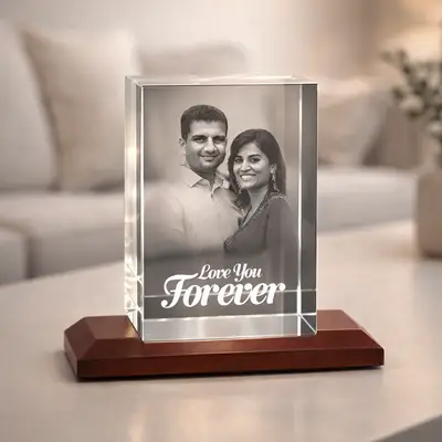 3D Laser Engraved Crystal For Couple