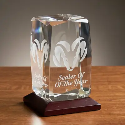 Block type 3D Laser Engraved Crystal