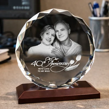 Chiselled Anniversary Round 3D Crystal