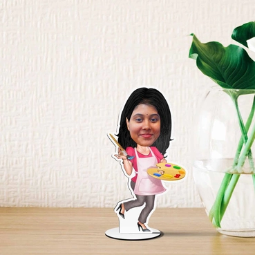 Personalized single Caricature of painter for Her