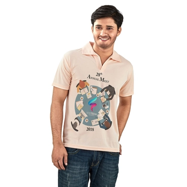 Dry Fit Fabric Polo Neck T-Shirt-Peach