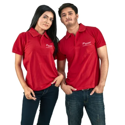 Pure Cotton Polo Neck T-Shirt-Red