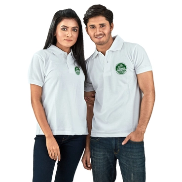 Pure Cotton Polo Neck T-Shirt-White