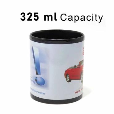 11 Oz Printable Black Mugs with a White Patch